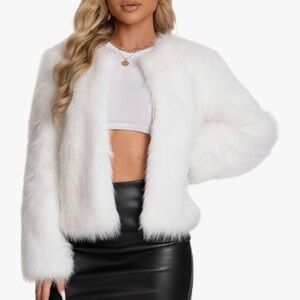 Elegant White Faux Fur Jacket for Women